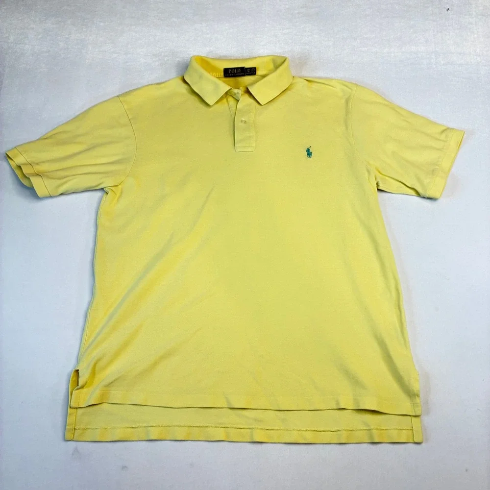 Polo Ralph Lauren Mens Yellow Tall Long Sleeve Polo Shirt Classic Fit LT GL‎